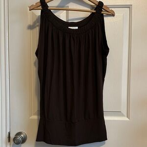 LOFT Elegant Brown Gathered Tank Top